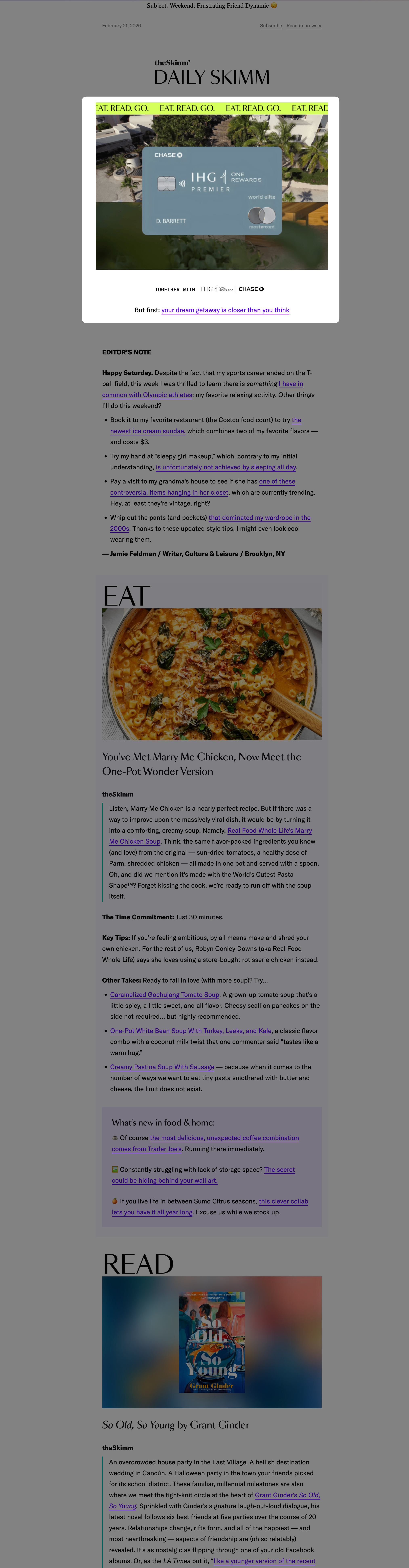 Daily Skimm Weekend Newsletter - example