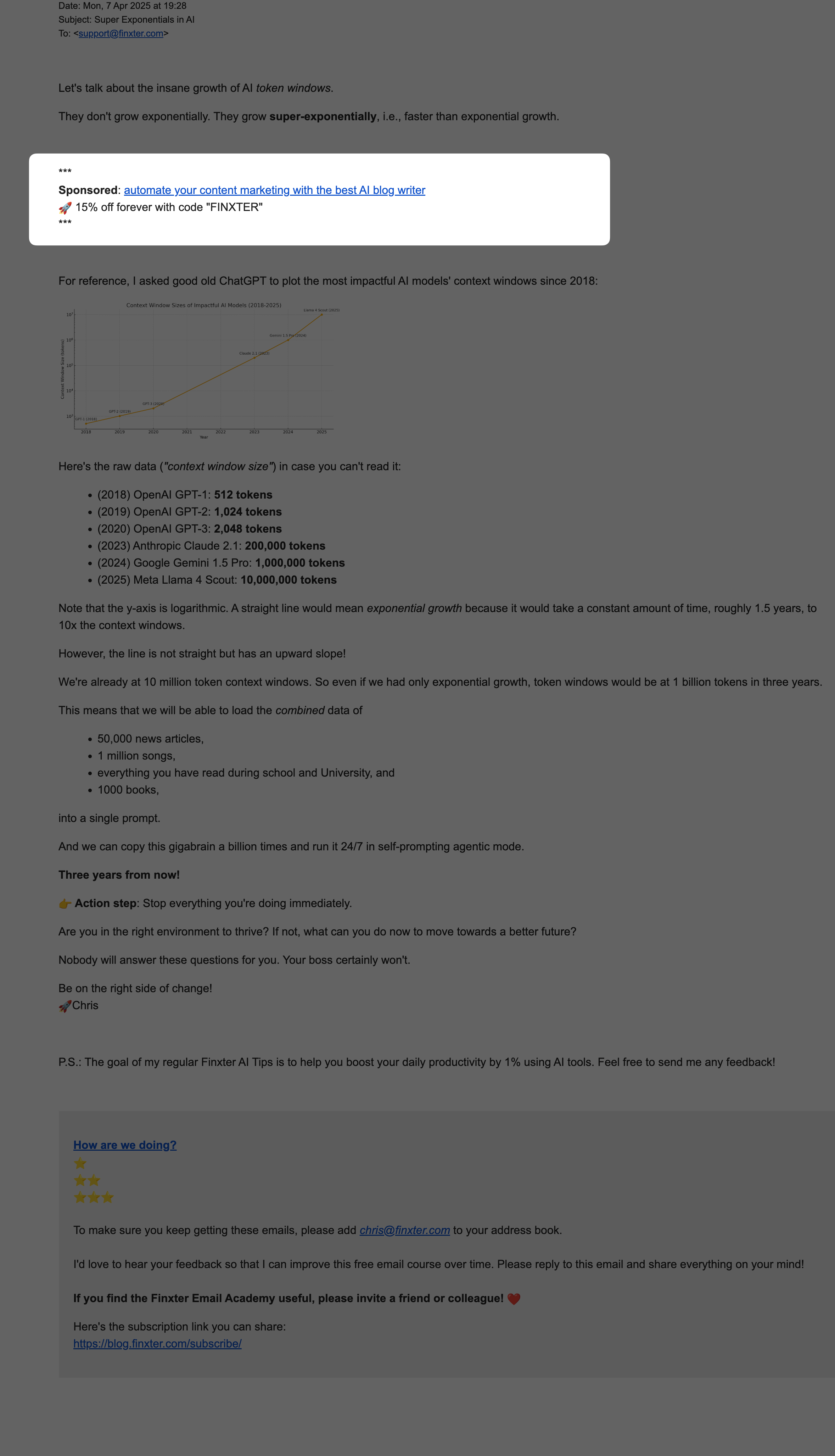 Finxter AI Newsletter example