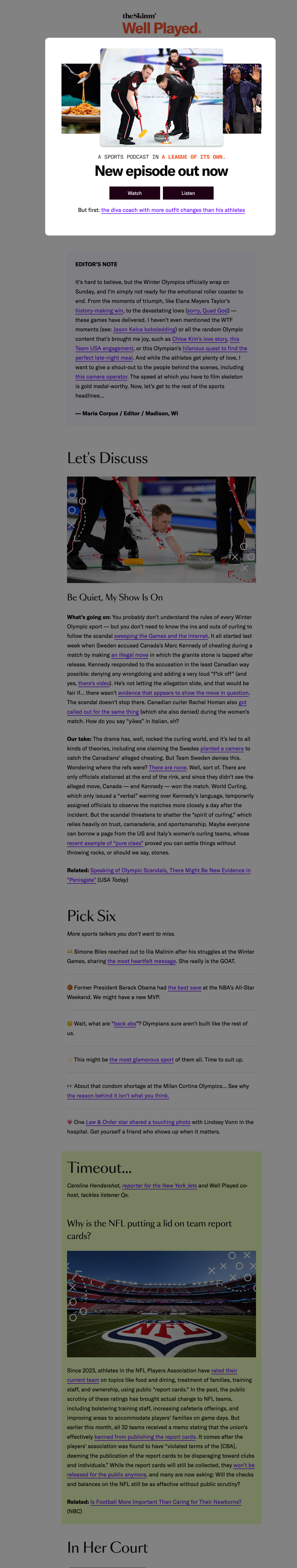 Well Played Newsletter example